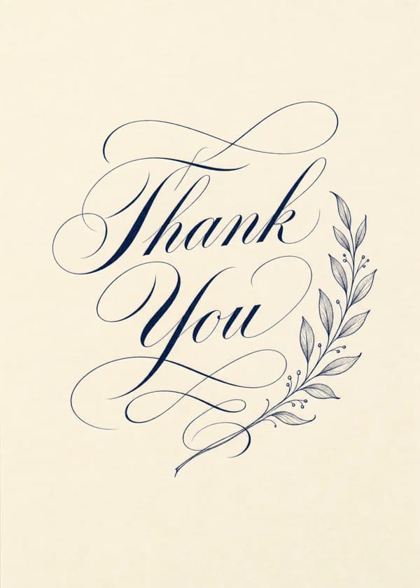Copperplate Thank You Card