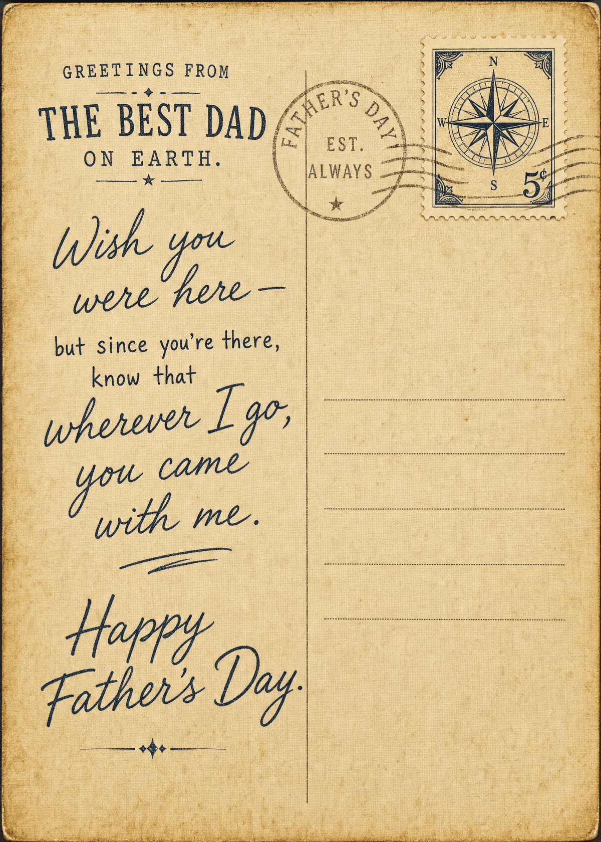 Vintage Postcard Father's Day